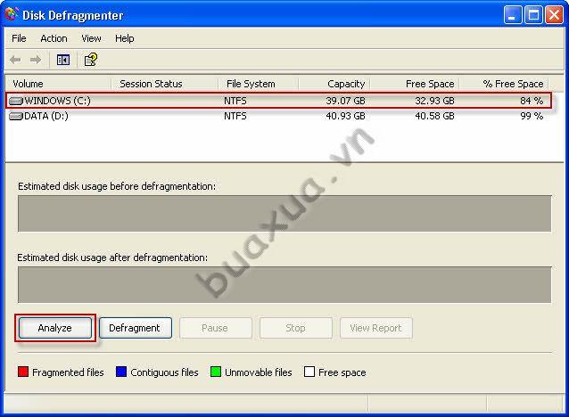 Chương trình Disk Defragmenter