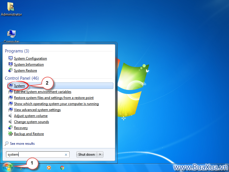 Cách xem thông số của máy vi tính và phiên bản hệ điều hành Windows 7