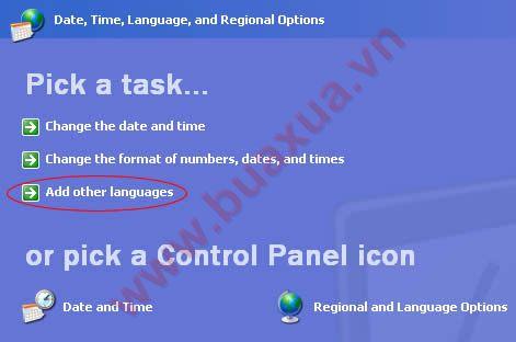Date, Time, Language and Regional Options