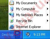 Desktop Toolbar nằm ở trên thanh Taskbar