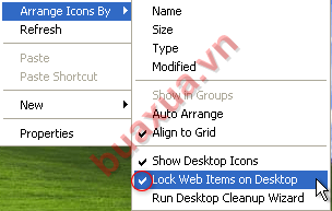 nhấn chuột vào Lock Web Items on Desktop để làm mất dấu chọn phía trước