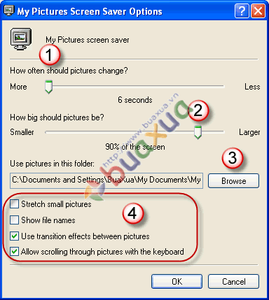 My pictures slideshow settings