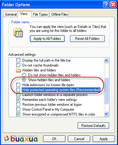 Show hidden files and folders