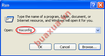 Nhập vào dòng lệnh msconfig