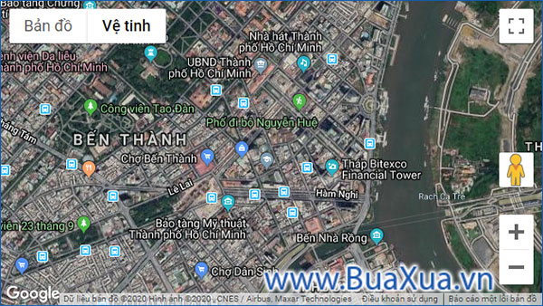 Bản đồ Google Maps trên trang web BuaXua.vn