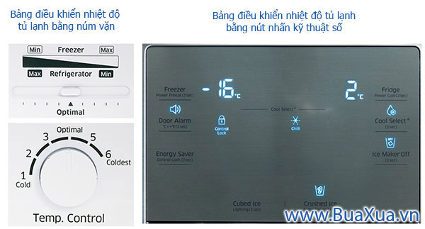Bảng điều khiển nhiệt độ của tủ lạnh