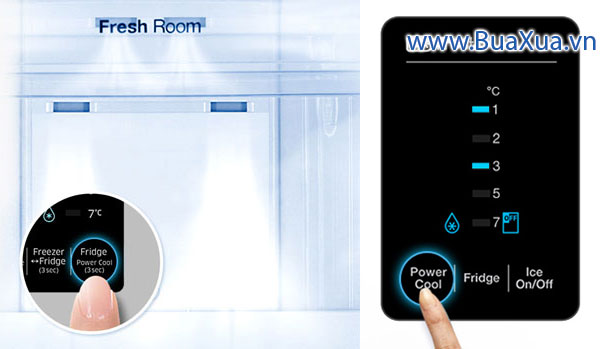 Sử dụng chức ngăn Power Cool của tủ lạnh
