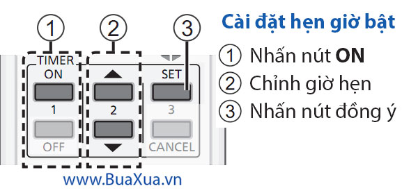 Cách cài đặt chức năng hẹn giờ bật máy điều hòa