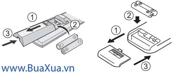 Lắp Pin vào bộ điều khiển từ xa của máy điều hòa 