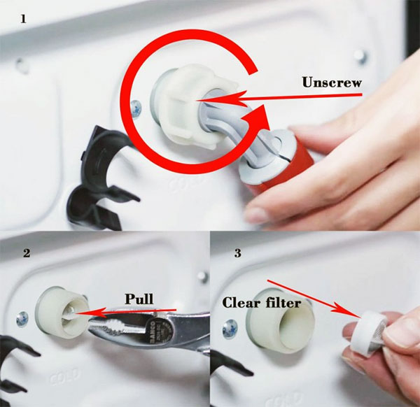 Làm vệ sinh lưới lọc nước của máy giặt