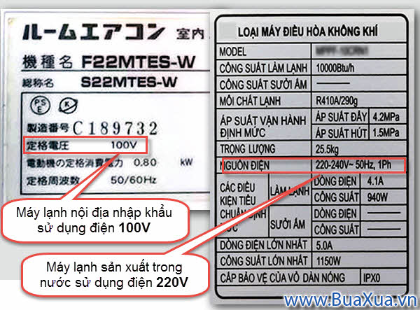 Máy lạnh nội địa nhập khẩu và máy lạnh sản xuất trong nước sử dụng nguồn điện khác nhau