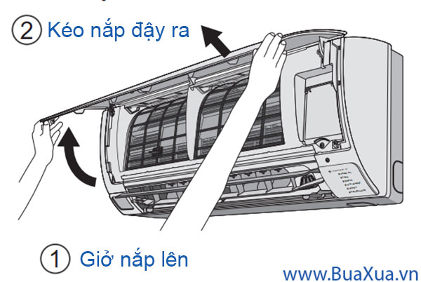 Mở nắp che phía trước của dàn lạnh 