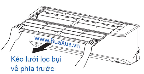Tháo lưới lọc bụi bên trên của dàn lạnh