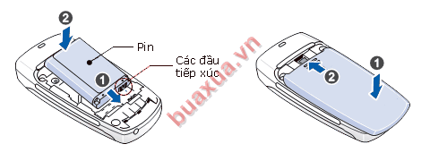 Lắp pin và đậy nắp điện thoại