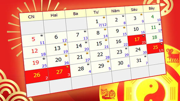 Lịch Âm Dương - Sự kiện trong năm