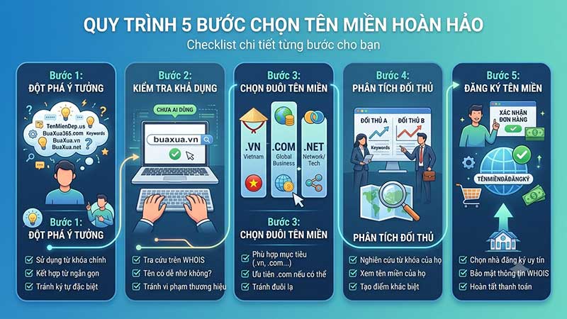Quy trình 5 bước lựa chọn tên miền tối ưu cho trang web của bạn