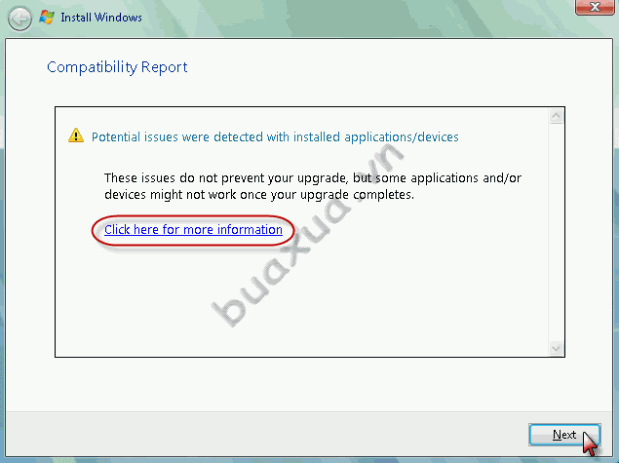 Thông báo có thiết bị không tương thích với Windows Vista