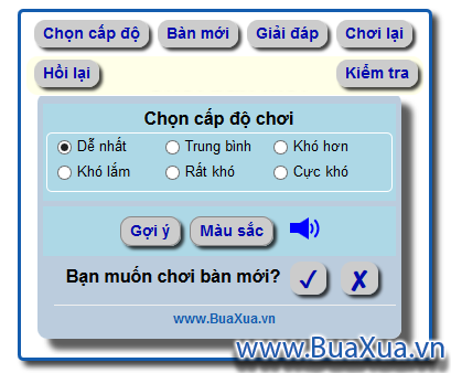 Các nút chức năng trong Sudoku